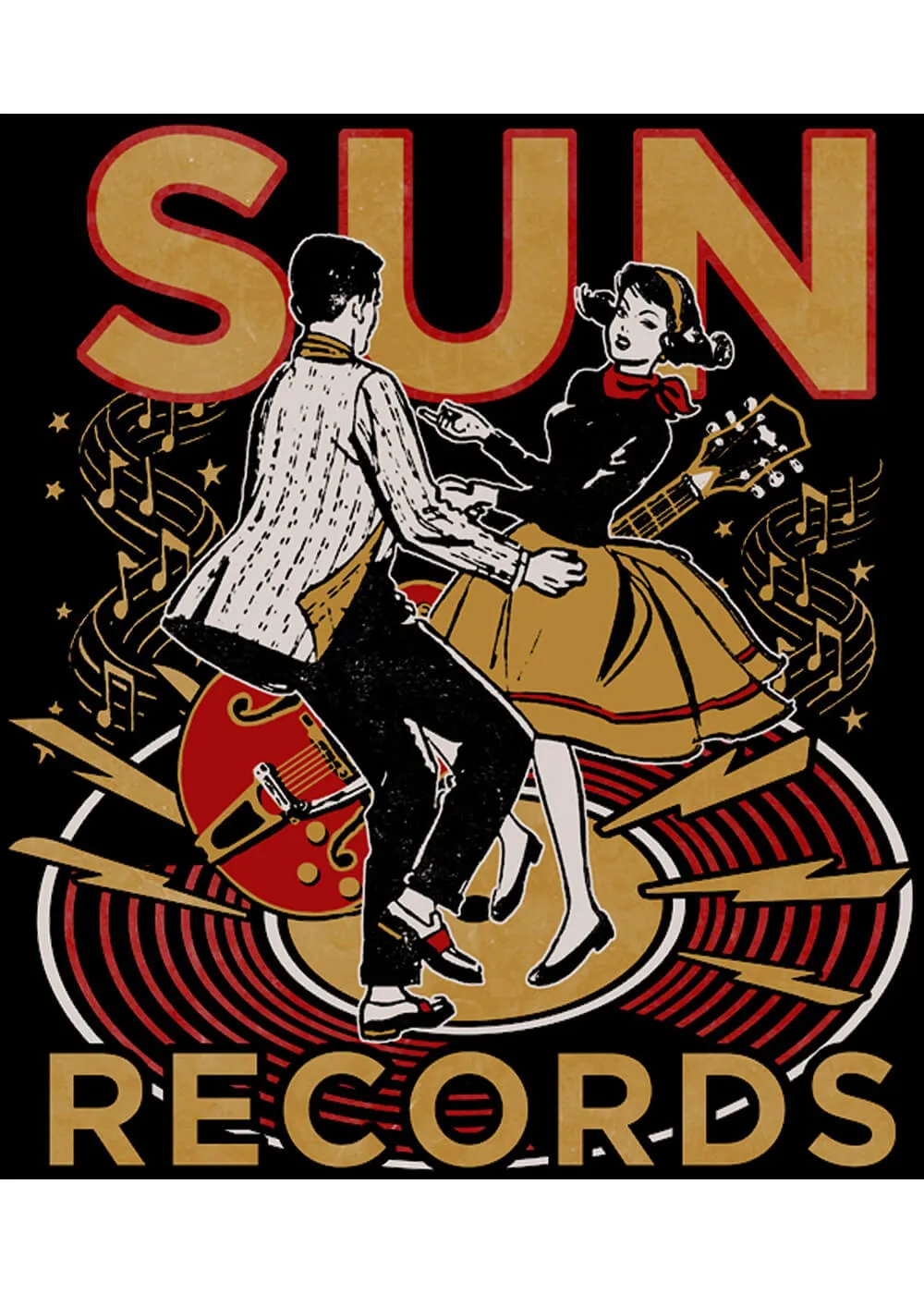 Steady Clothing Men's Sun Records Lindy Hop T-Shirt Black