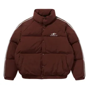 Striped Sleeves Embroidered Logo Down Jacket