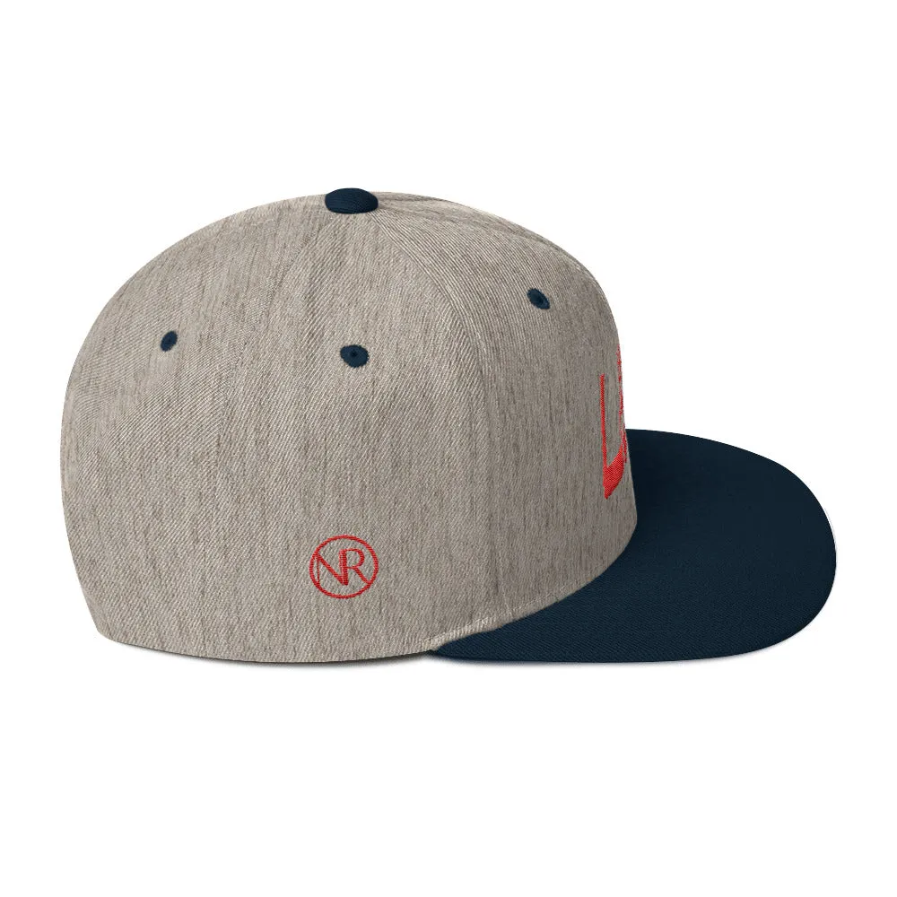 USA Designs - Embroidered Flat Brim, Snapback Hat - USA