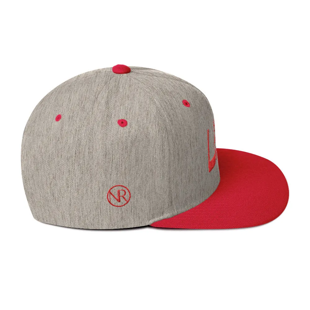 USA Designs - Embroidered Flat Brim, Snapback Hat - USA