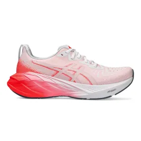 Women's Asics Novablast 4, White/Sunrise Red, 8.5 B Medium